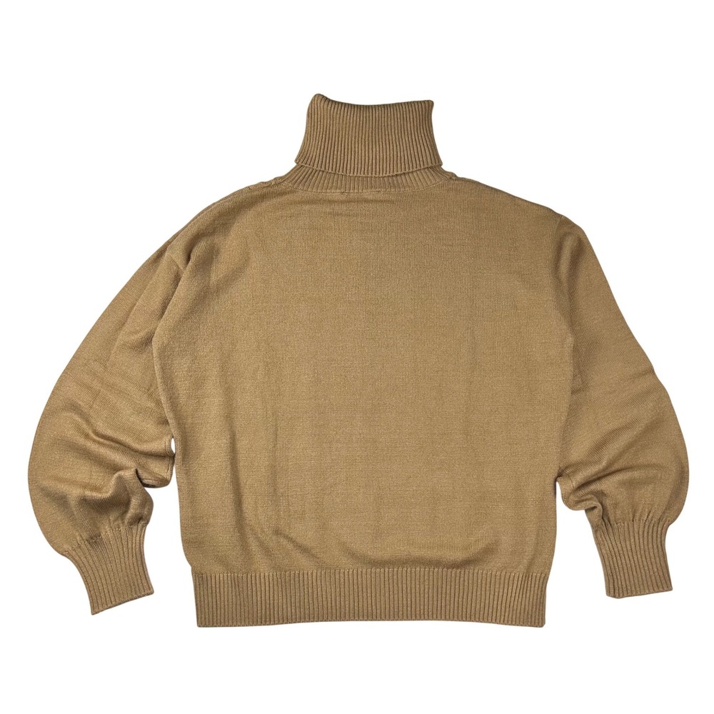 Ellen Tracy Womens Camel Brown Cable Knit Turtleneck Sweater Medium - Picture 2 of 8